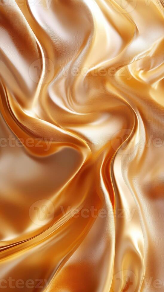 Textured golden fabric draping elegantly, showcasing soft curves and smooth waves of luxurious material photo
