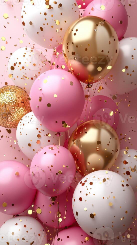 Brightly colored balloons create a festive atmosphere for celebrations with various patterns and textures photo