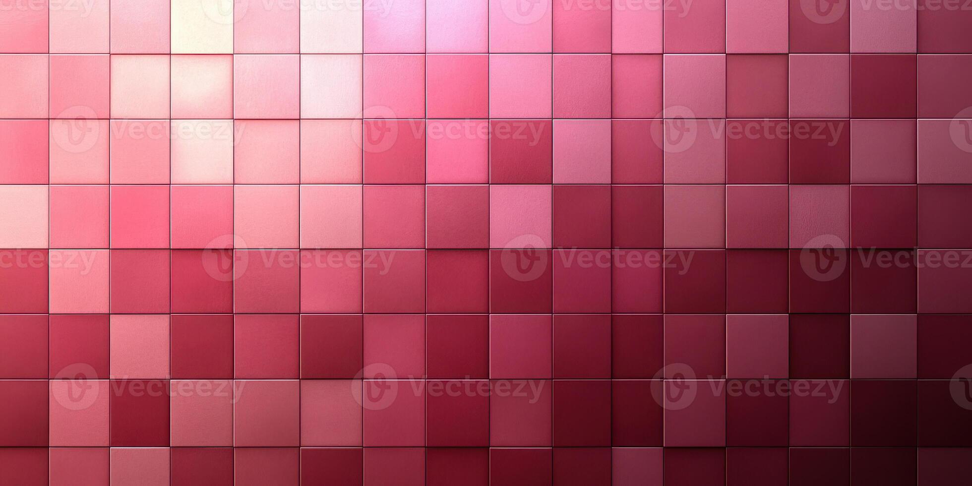 Colorful mosaic of red squares arranged in a bold pattern on a wall photo