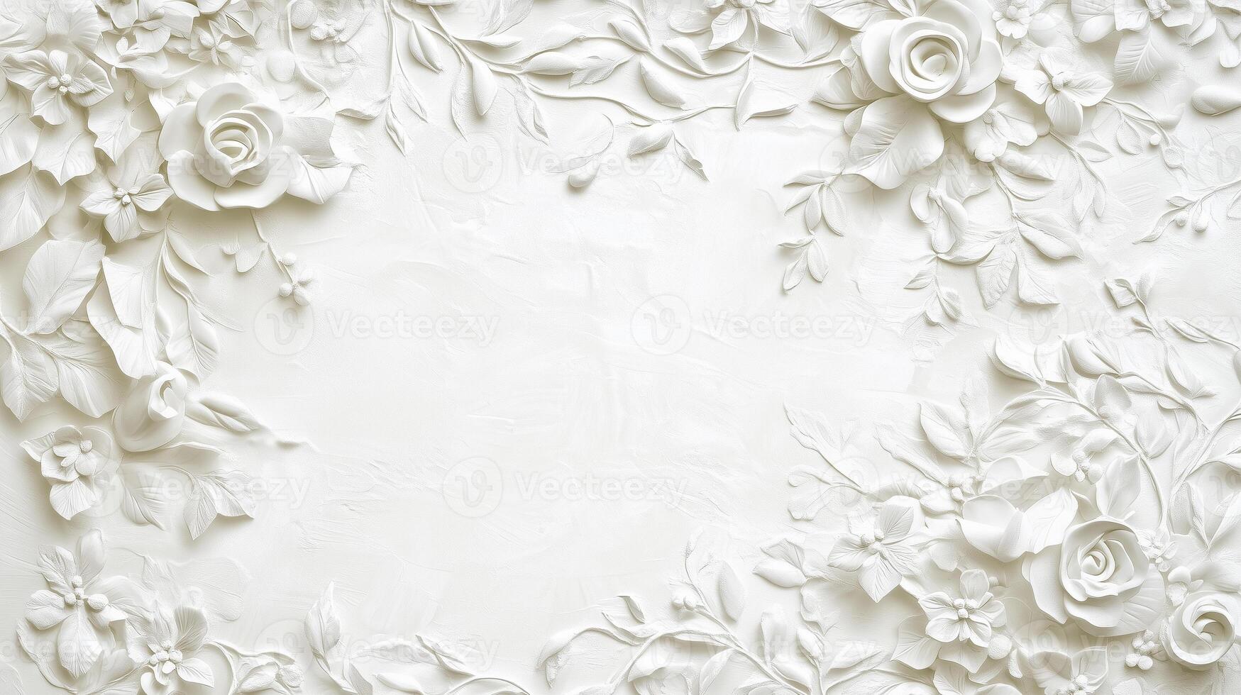 frame for text with free space of floral plaster, greeting card, invitation photo