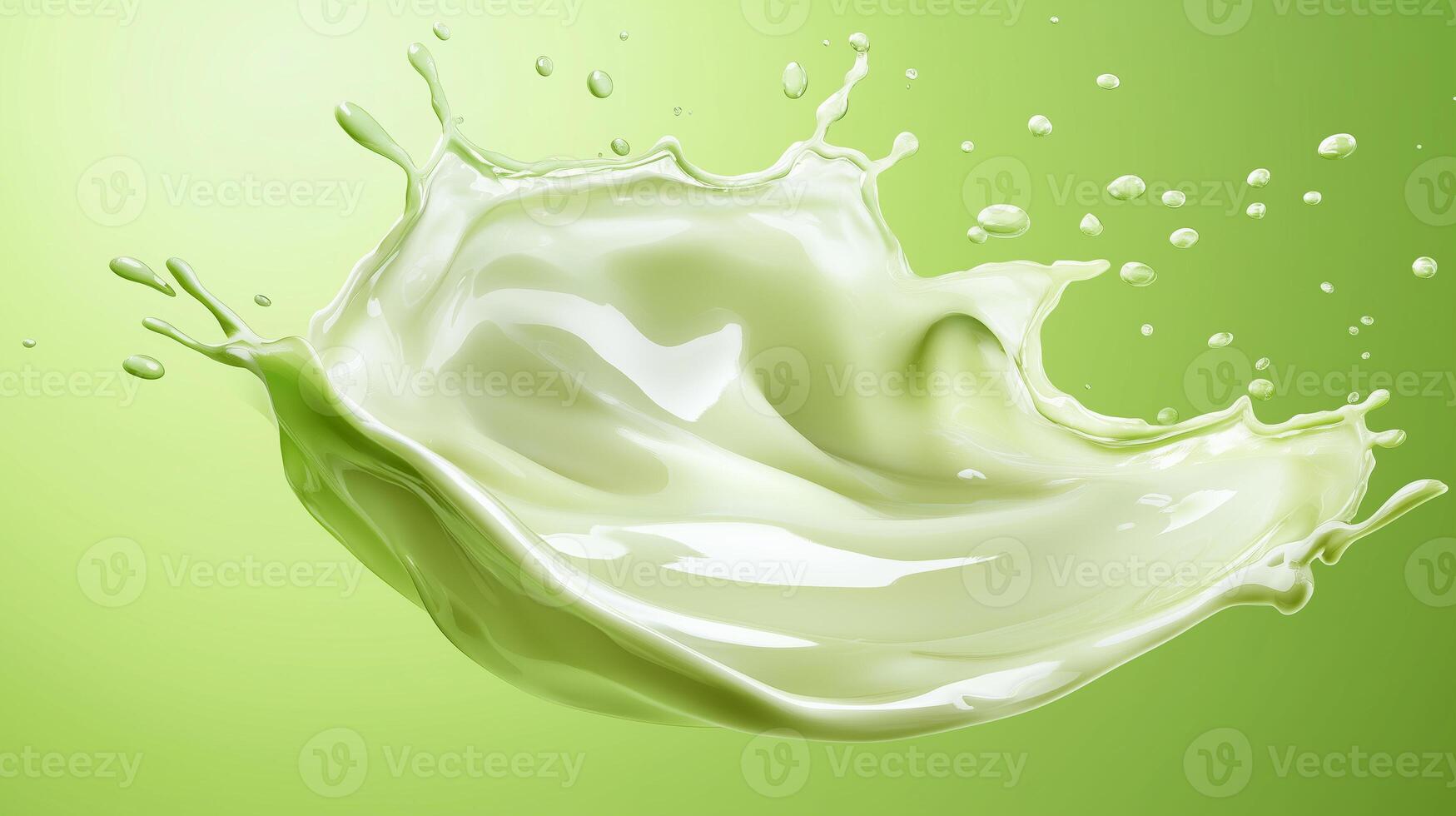 Abstract background with milky stains and drops, texture conveying freshness and purity in a green shade photo