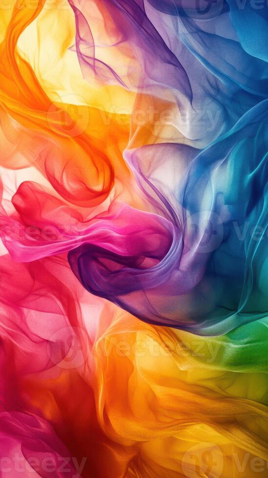 Colorful silk fabric swirling in vibrant patterns creating an abstract artwork photo