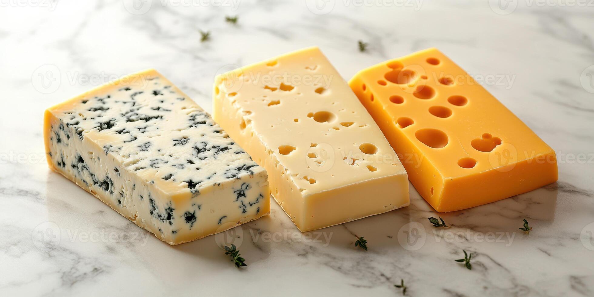 Assorted cheeses displayed on a marble surface, showcasing unique textures and colors perfect for a gourmet platter photo