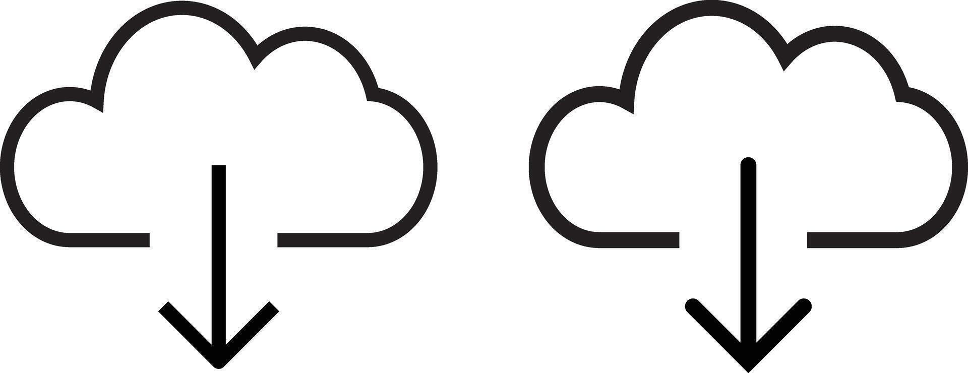 Upload download cloud arrow , set of Download black icons vector