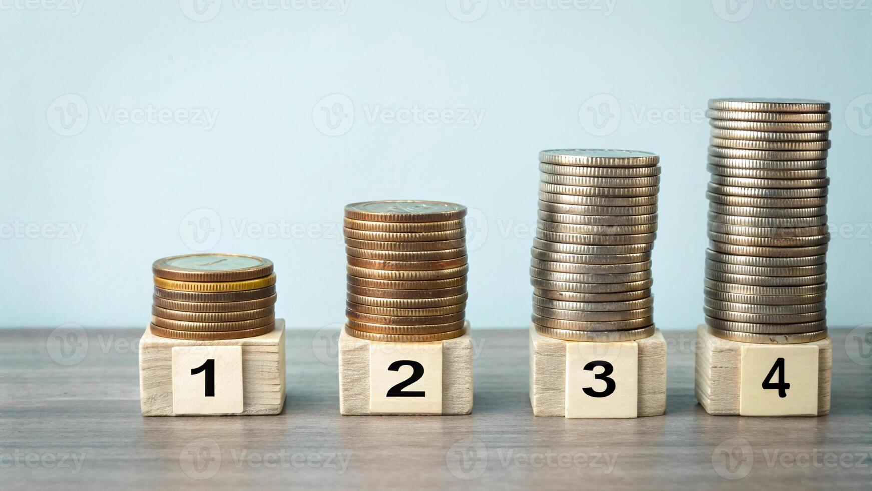 a stack of coins with numbers on top of them photo