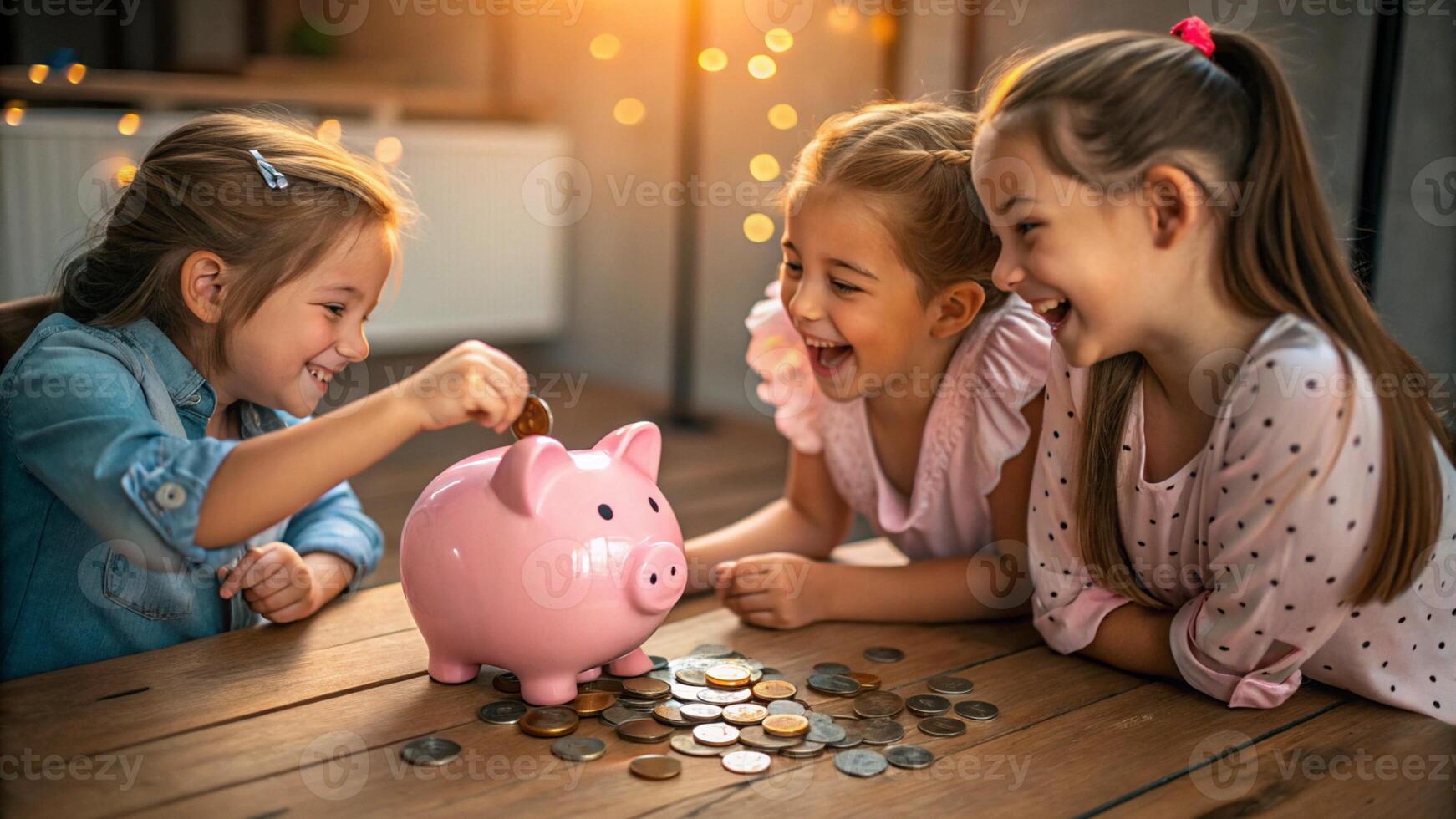 Saving money Children learn to save and save money photo