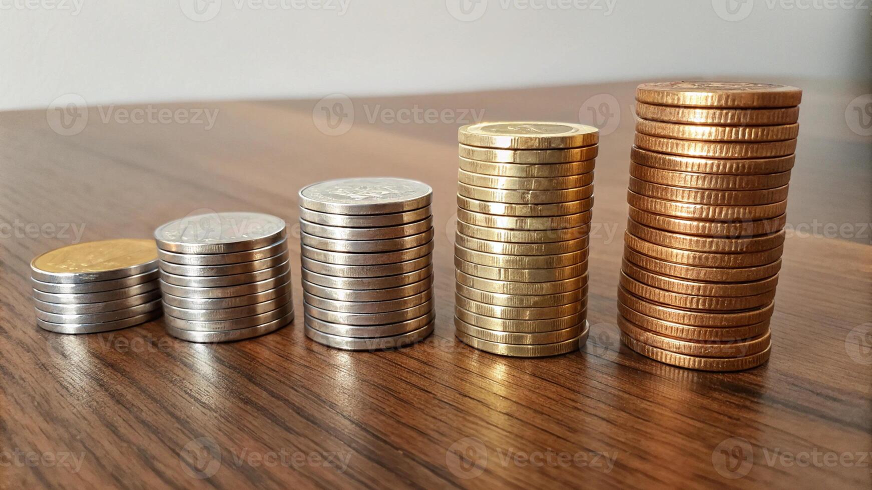 a stack of coins and a stack of coins photo