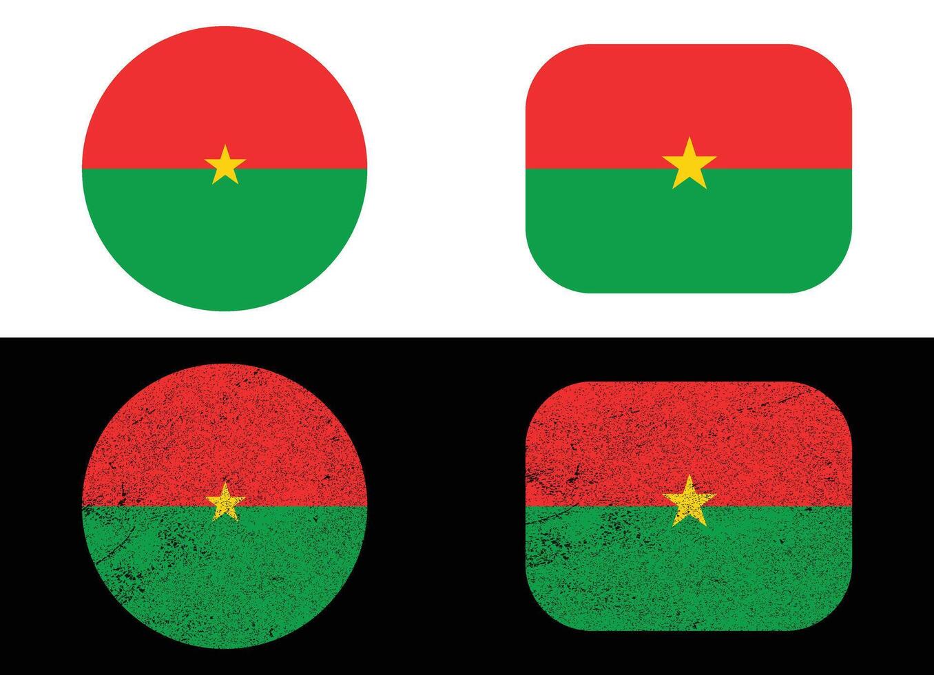 Burkina Faso Flag Designs Circular and Rectangular Variations. vector