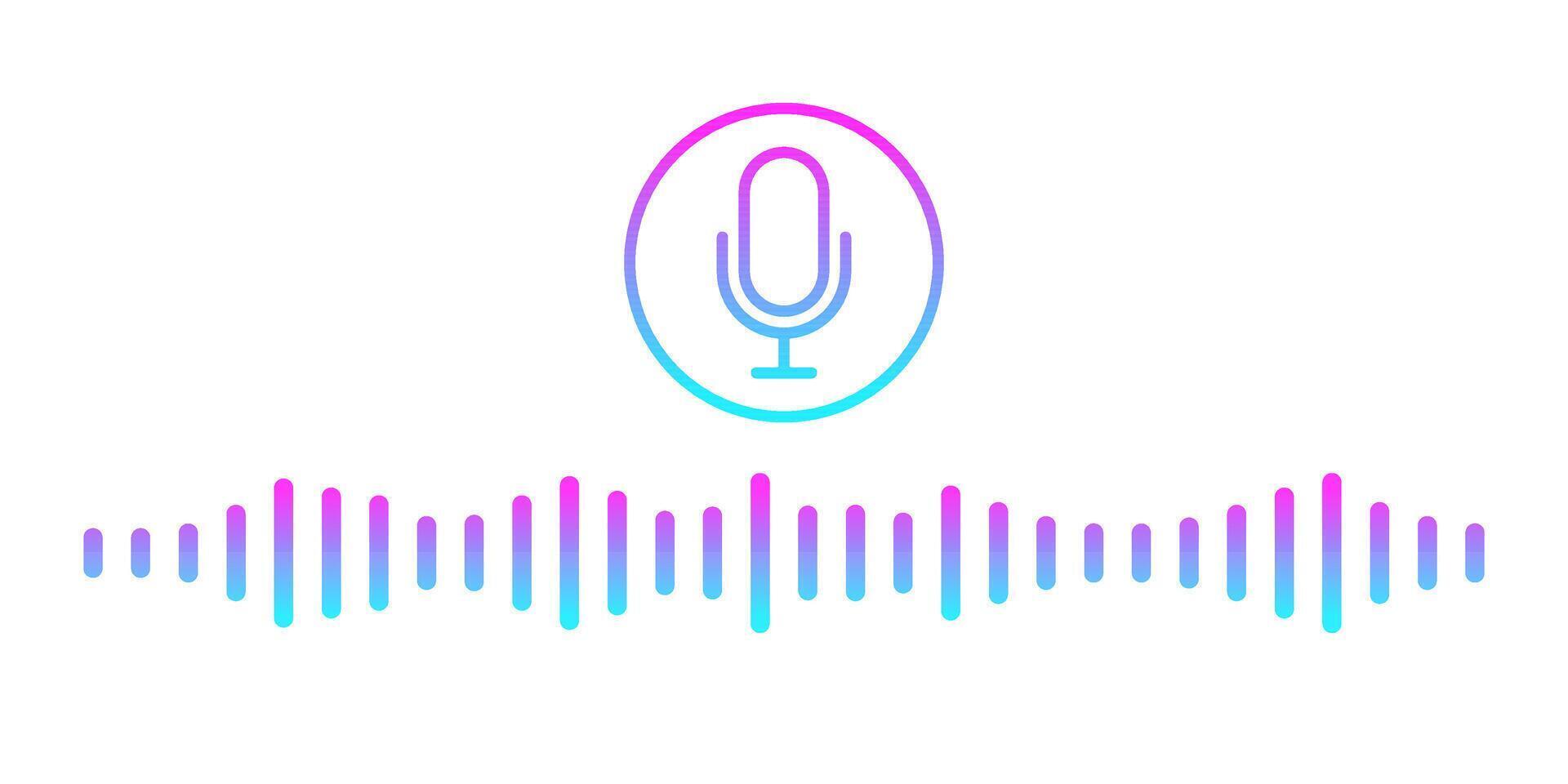 Colorful voice message icon featuring sound wave and microphone. Perfect for voice messaging, podcasts, or website themes. vector