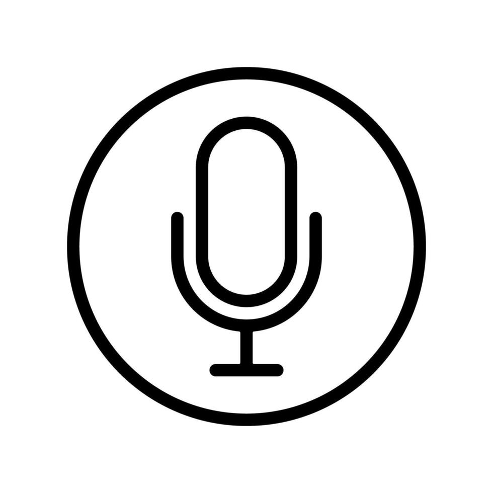 Microphone icon in a circle. Represents audio, recording, or communication themes, ideal for podcast or voice message designs. vector