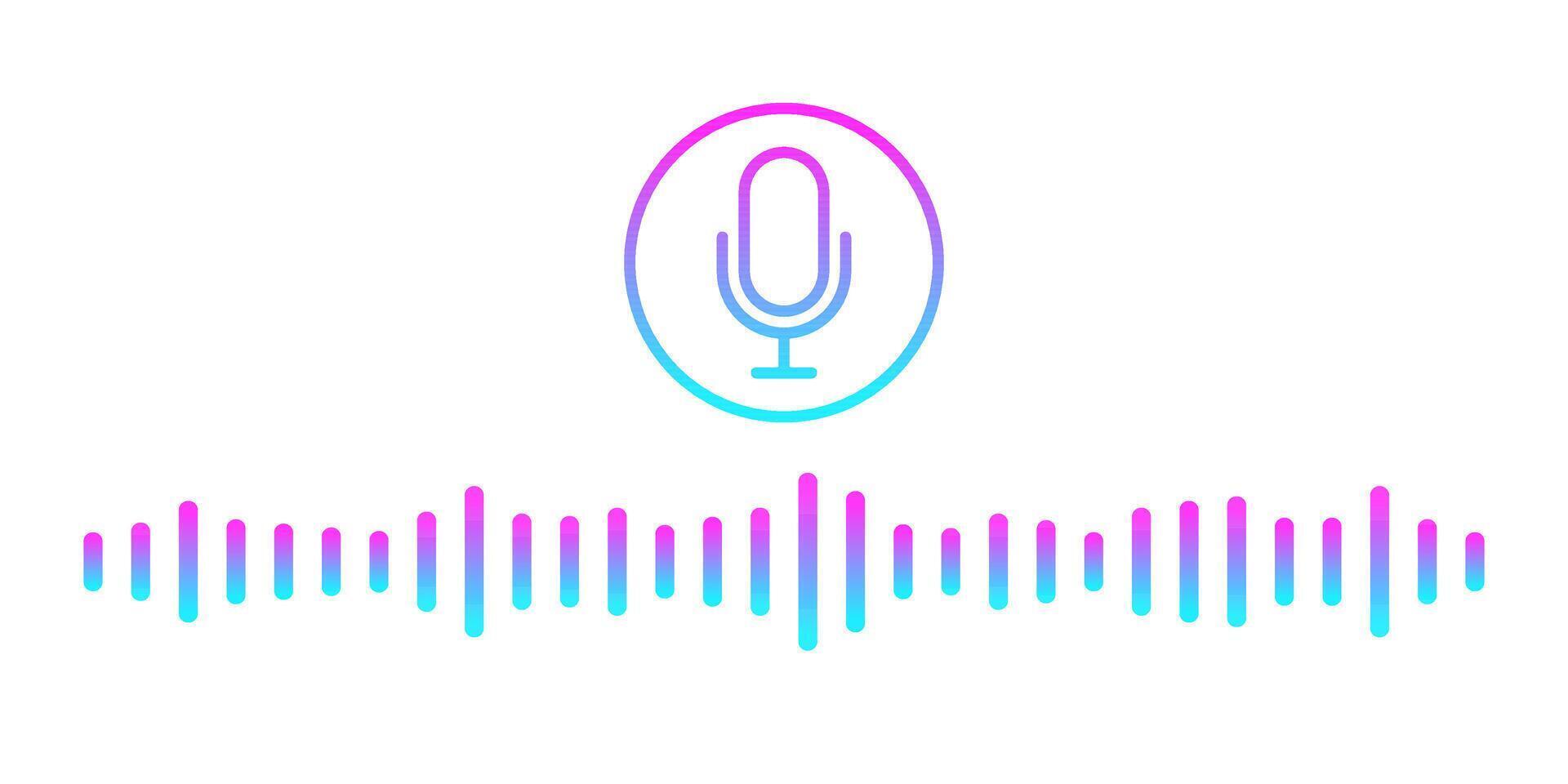 Voice message icon with sound wave and microphone. Represents voice messaging correspondence, ideal for websites, podcasts, or banner designs. vector