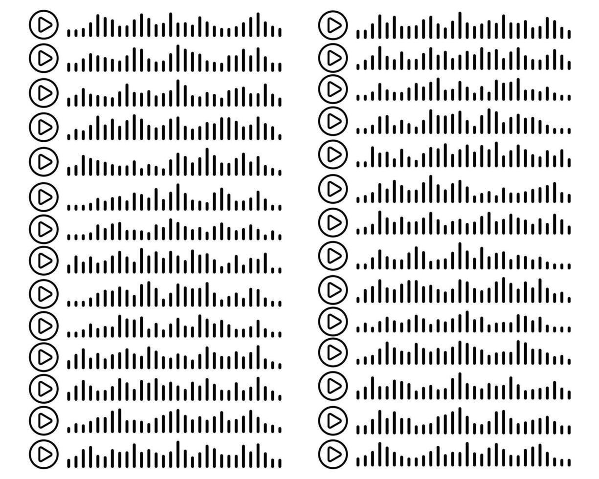 Sound wave symbols for podcast, song, or voice message. Audio wave set representing EQ or sound concepts, perfect for music or audio designs. vector