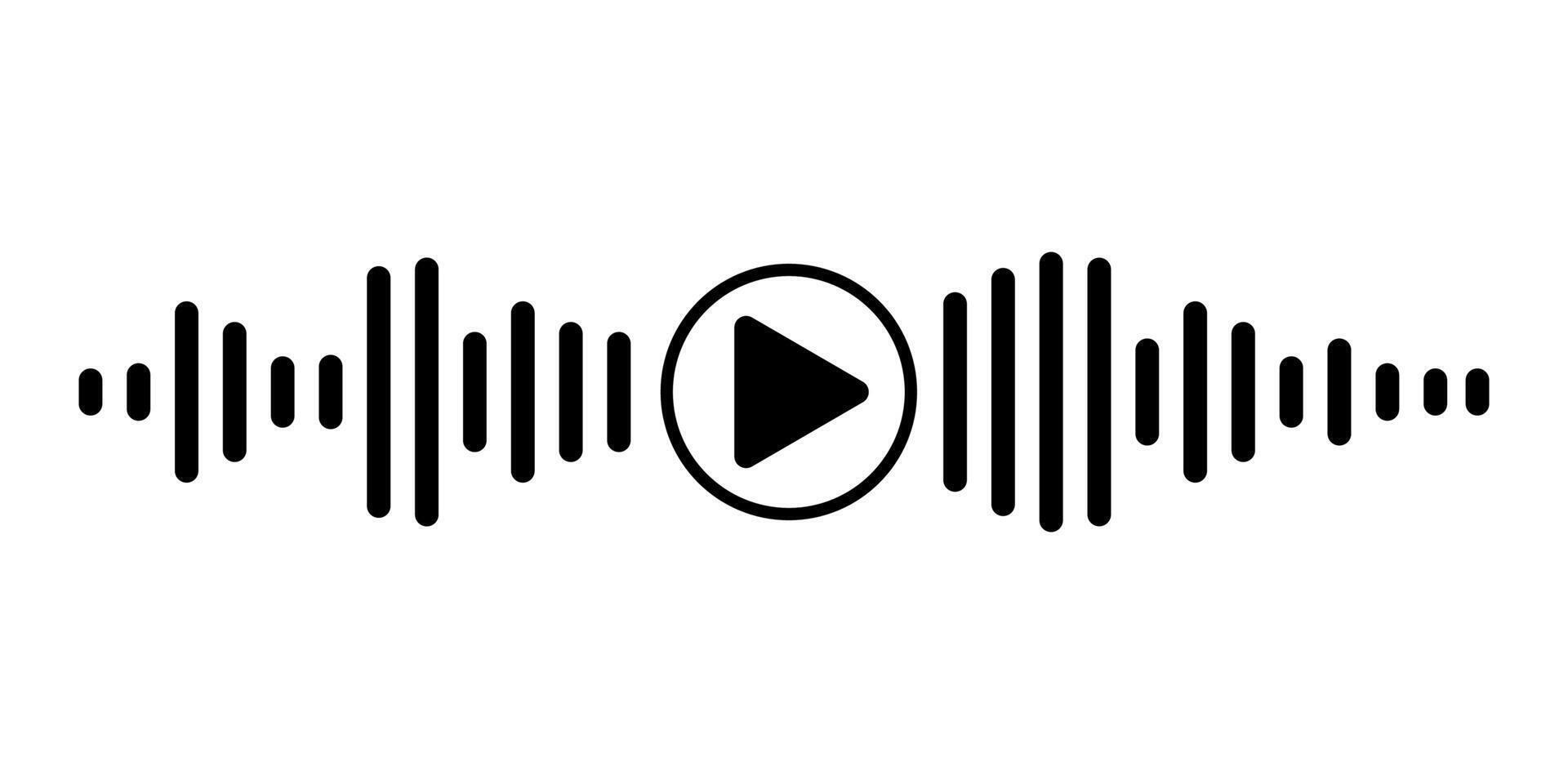 Voice message icon with sound wave and play button. Represents voice messaging correspondence, ideal for websites, podcasts, or banner designs. vector