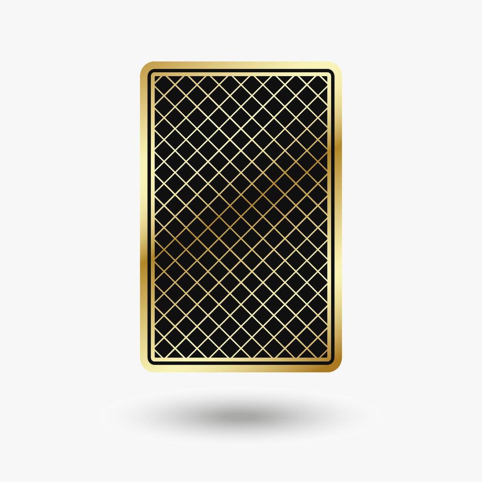 Poker card with black and gold back side design. Perfect for casino, gambling, or card game concepts, showcasing detailed and elegant patterns. vector