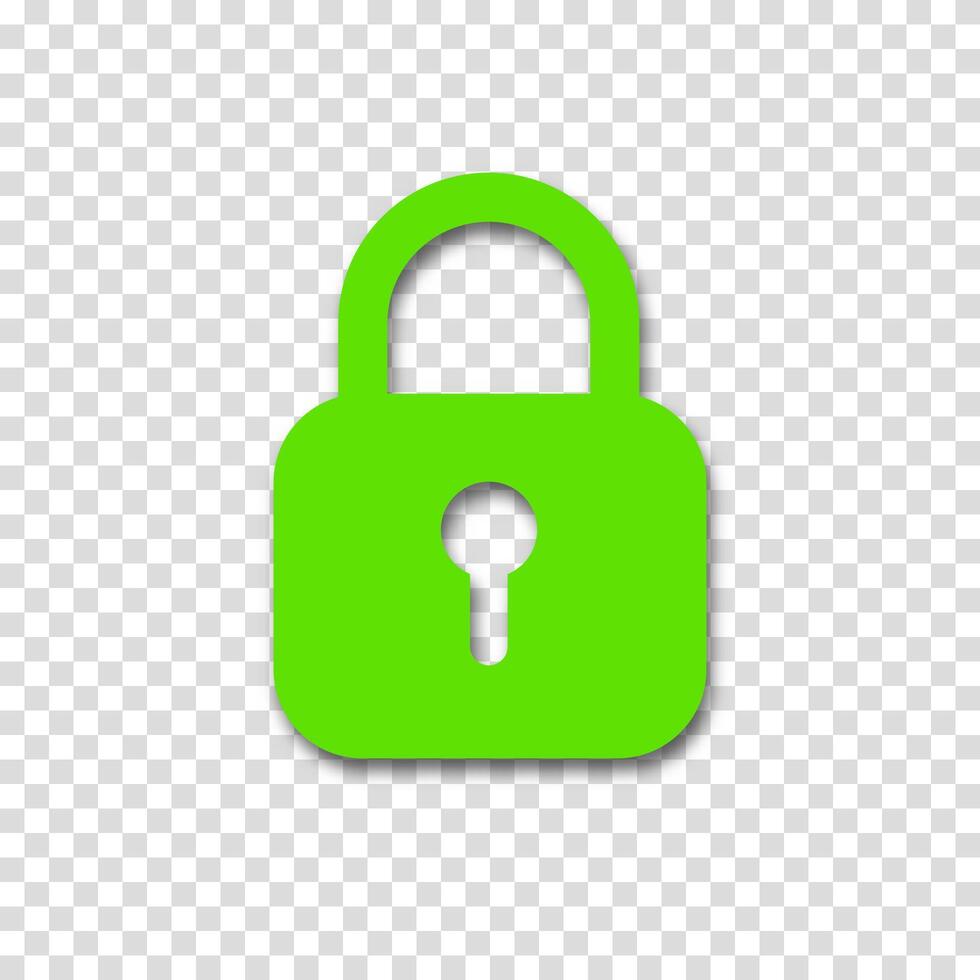 Green lock sign isolated on a white background. Symbol of security, ideal for tech, privacy, or online safety themes. vector