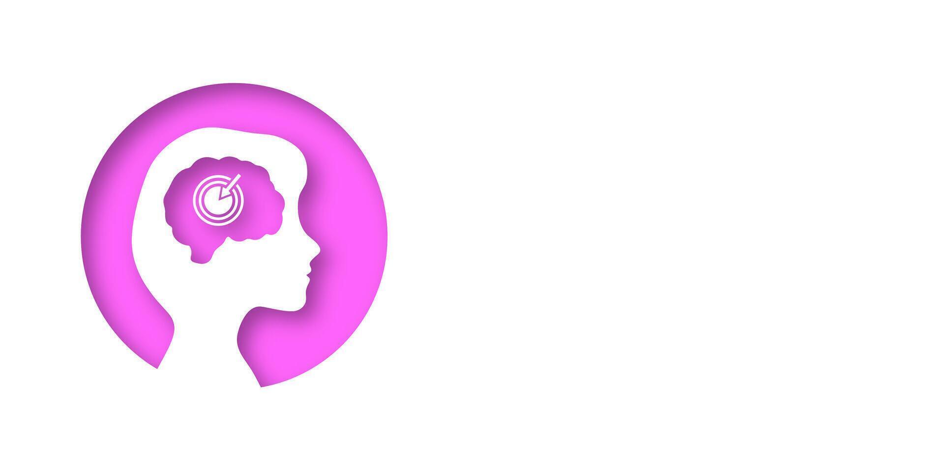 Banner with a girls head illustration and space for text. Represents medical concepts like stroke, ischemia, Alzheimers, aneurysm, tumor, and atherosclerosis. vector