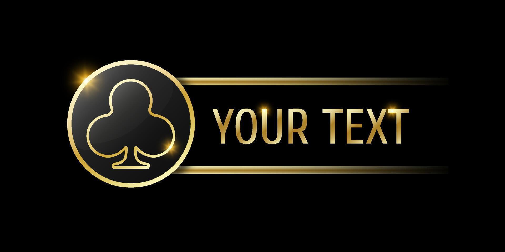 Clubs sign on round button. Ui element for mobile app or web site. Set of four casino or poker themed navigation panels on black background. vector