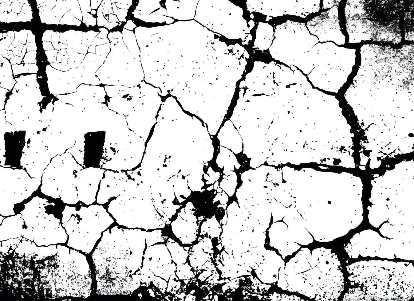 Cracked Grunge Texture in Black and White for Abstract Background vector