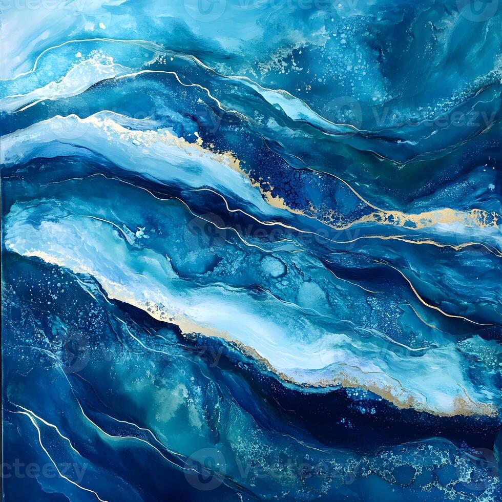 abstract blue wave background. Marble blue patterned texture background. Abstract marbling artwork for design. Abstract wavy background photo