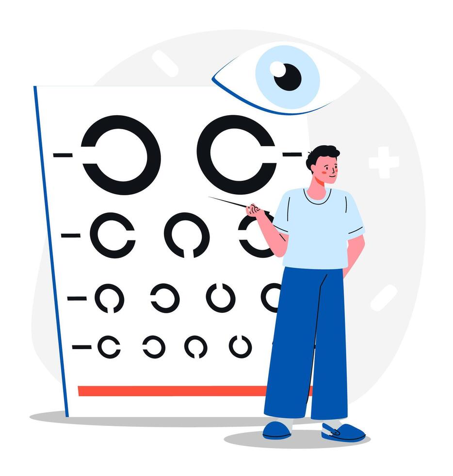 Ophthalmologist With Eye Chart Examination. vector