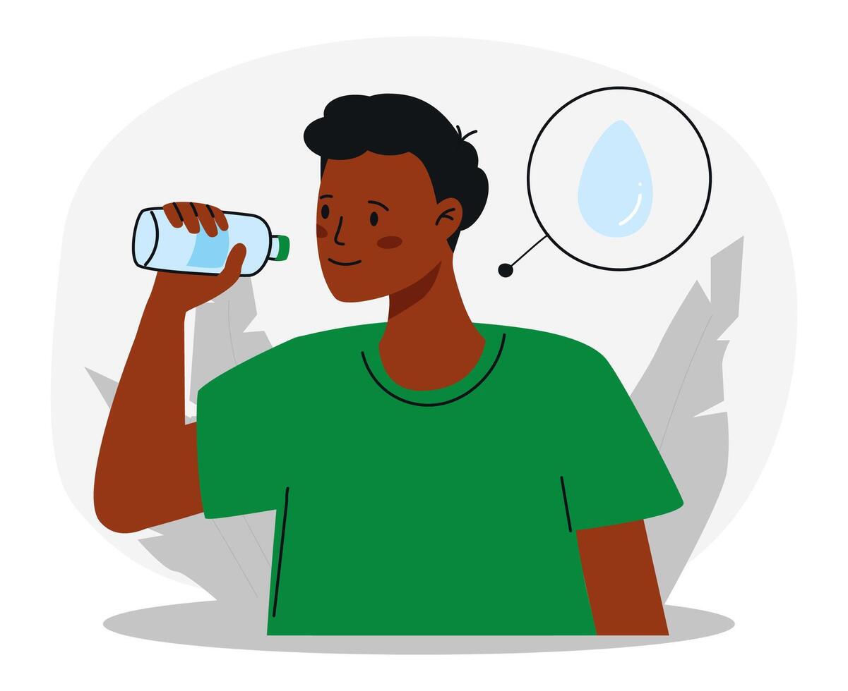 Man Drinking Water for Hydration and Water Balance vector