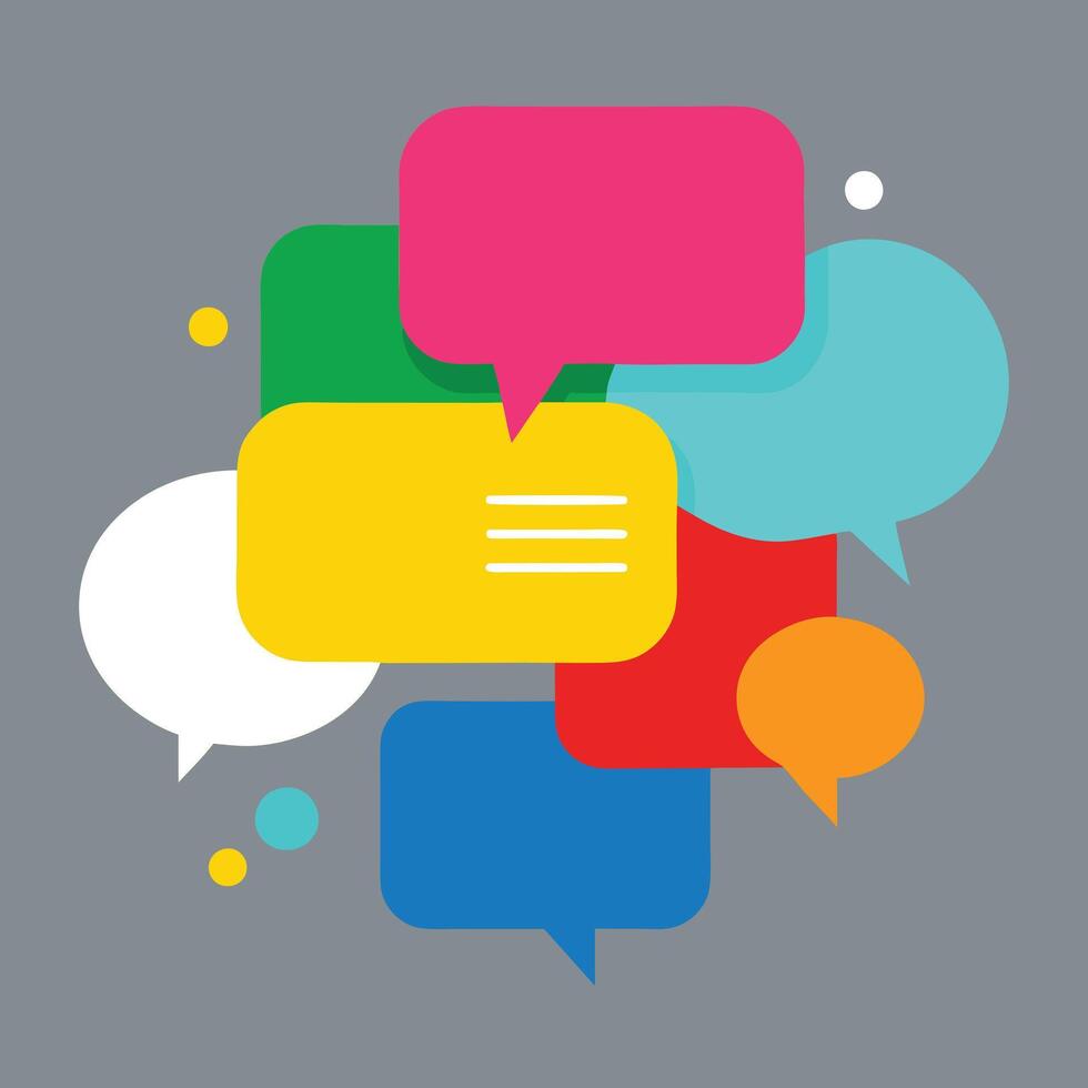 Cartoon-Style Speech Bubbles in Bright Colors for Messaging Graphics vector