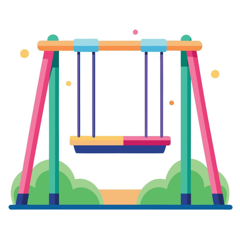 Colorful Kids Playground Swing Set in a Fun Cartoon Style vector