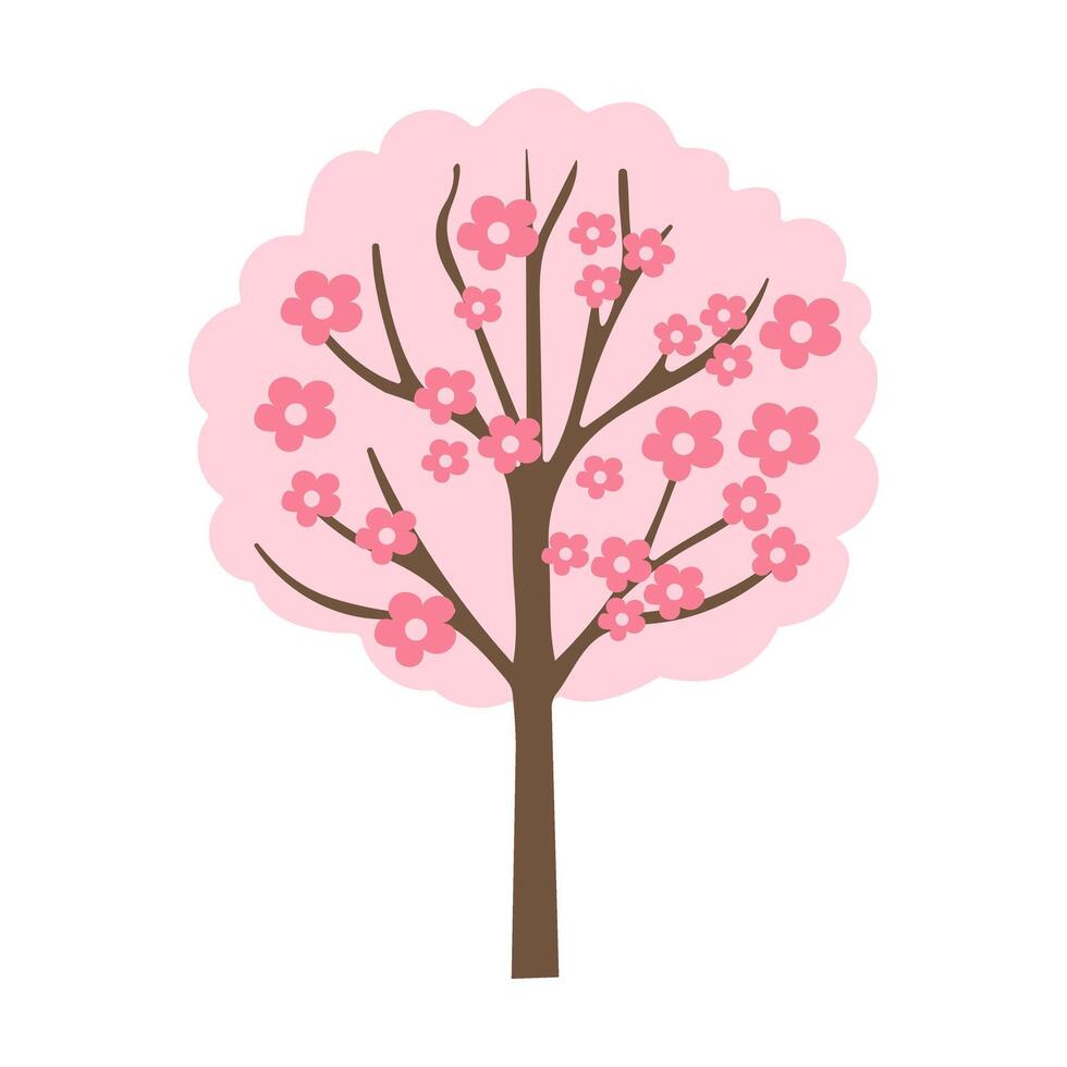 A tree with pink flowers is shown. The tree is very small and has a lot of pink flowers vector