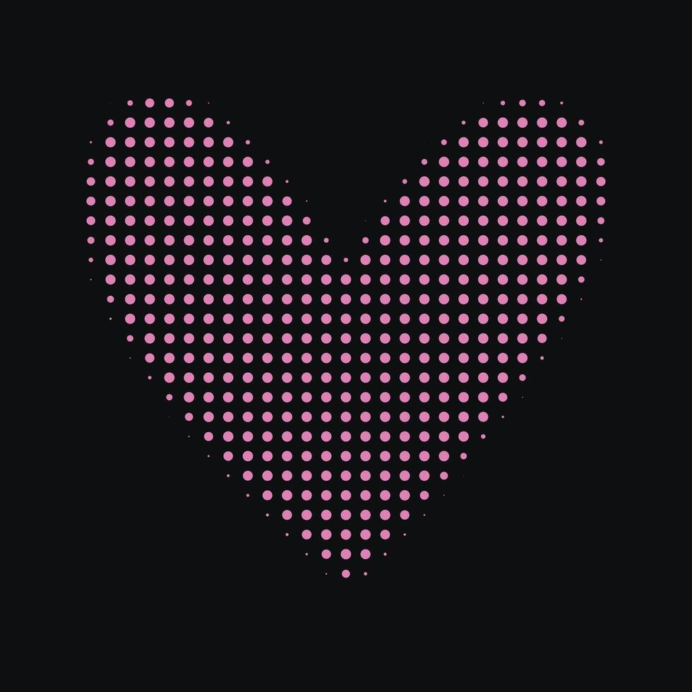 abstract halftone heart shape. Isolated pop art dotted overlay texture vector