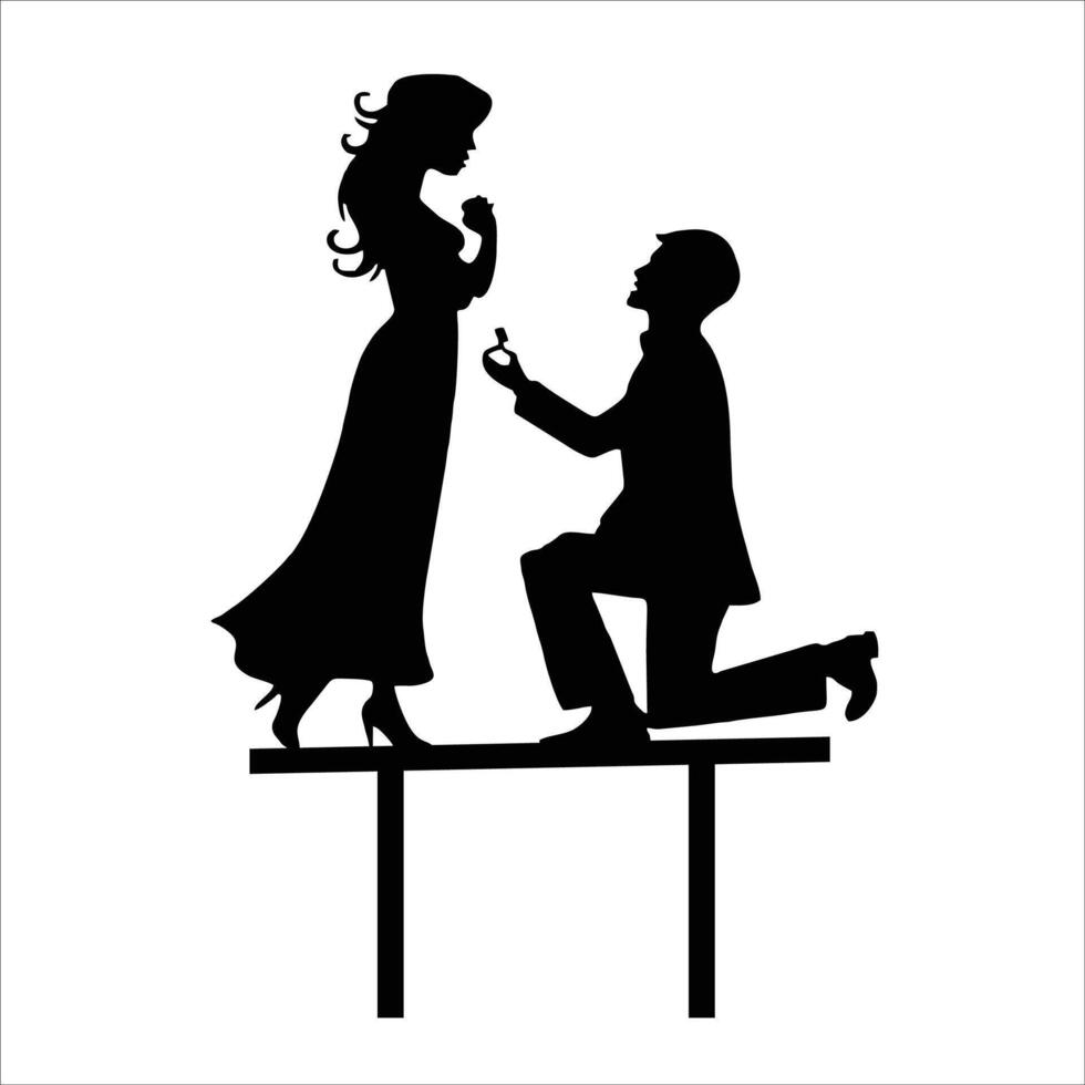 Couple Cake Topper Bride And Groom vector