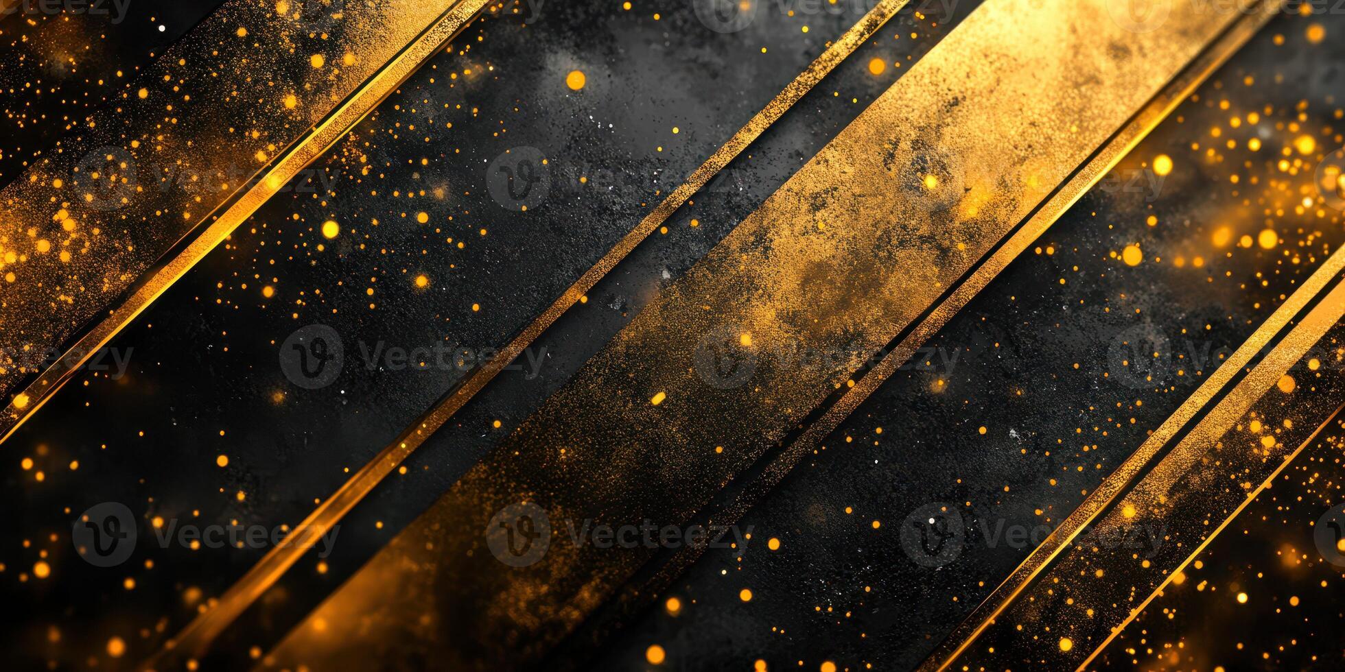 Golden and black abstract design with sparkling elements in a dynamic composition for artistic backgrounds photo