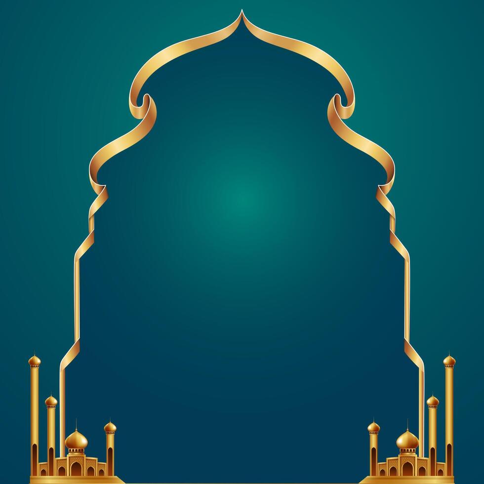 Decorative frames for islamic design templates with mosque illustration vector