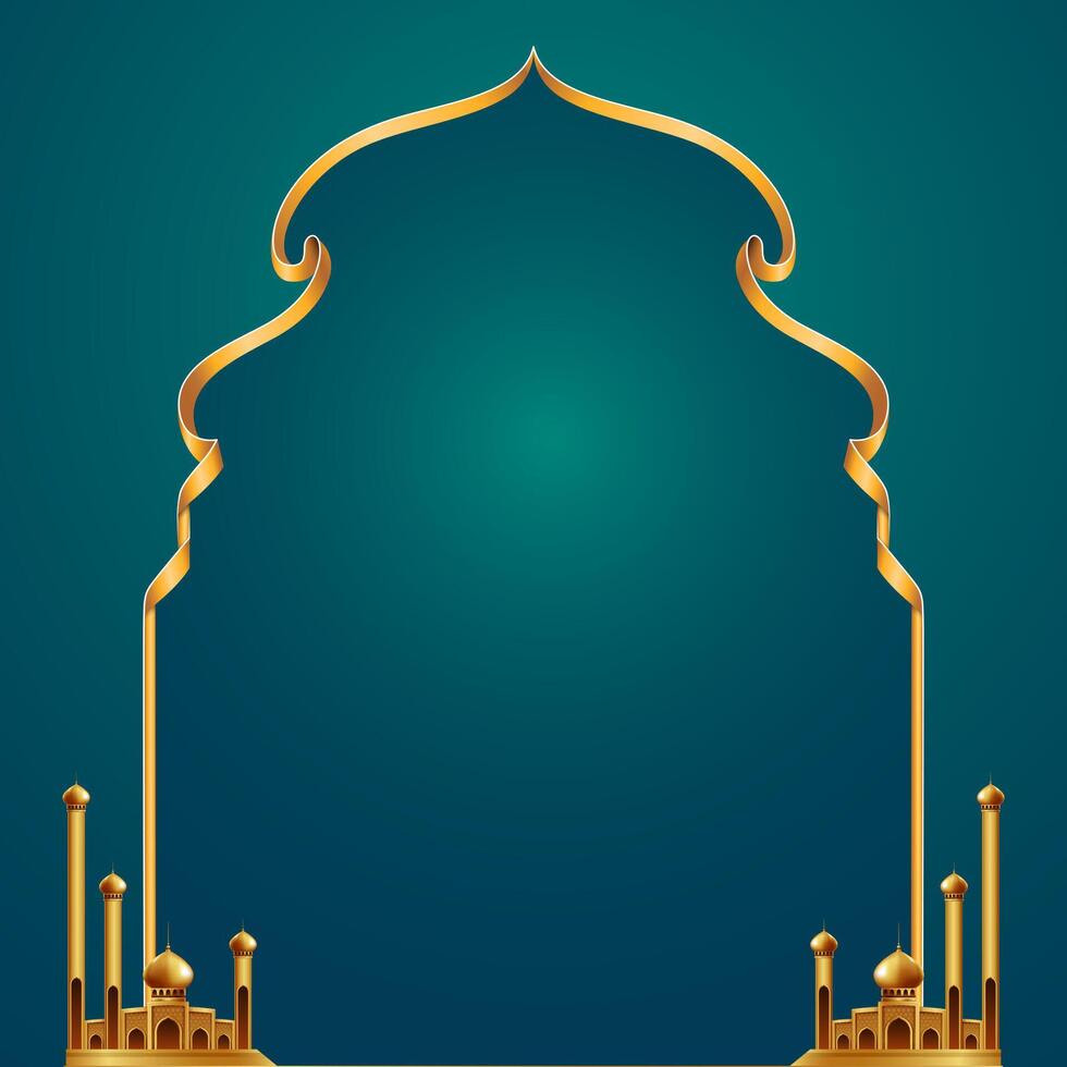 Frame decoration for islamic background with elegand green background vector