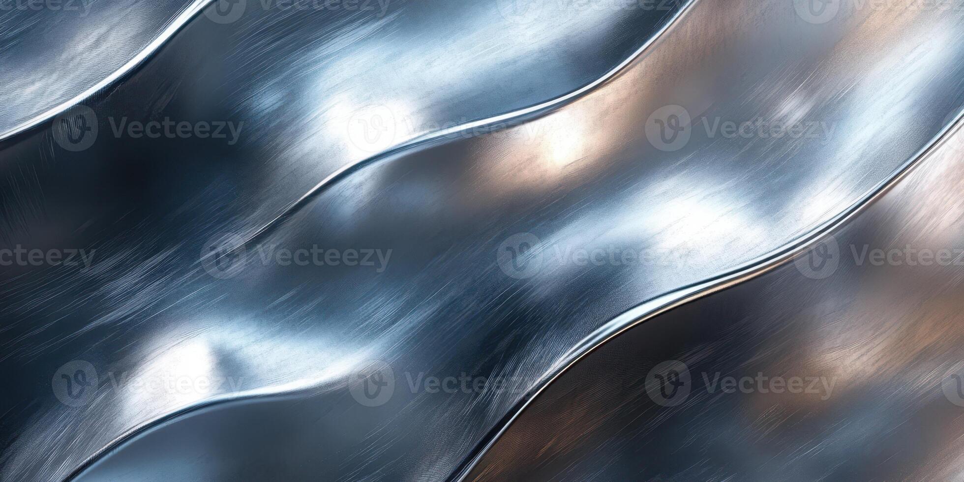 Abstract representation of flowing metallic waves with smooth textures and reflections photo
