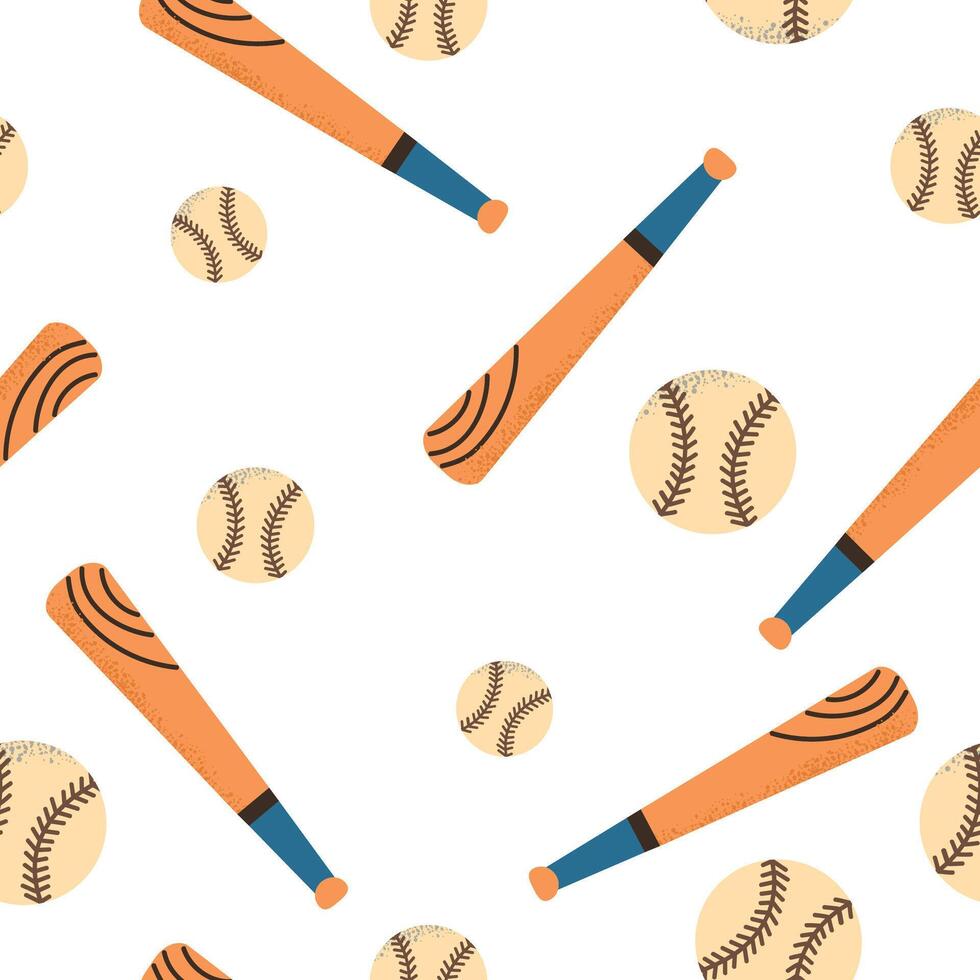 Sport Items Elements seamless pattern background for packaging and decoration with baseball bat and ball vector