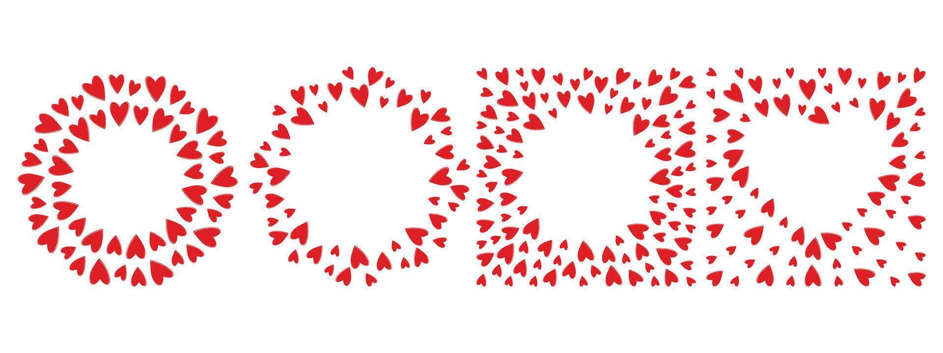 Hearts Circle Frame border and Hearts Background texture Copy space St Valentines Day greeting Set 4. Isolated illustration Greeting or invitation cards, leaflets, tag, label or web promo vector