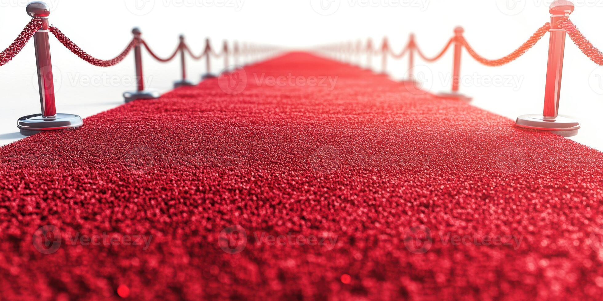 Elegant red carpet pathway leading to a prestigious event location under bright sunlight photo