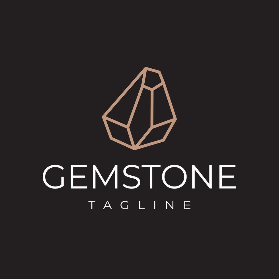 Crystal Gemstone Jewelry Design Linear Style Icon Logotype Luxury Fashion Jewelry Illustration Elegant Symbol vector