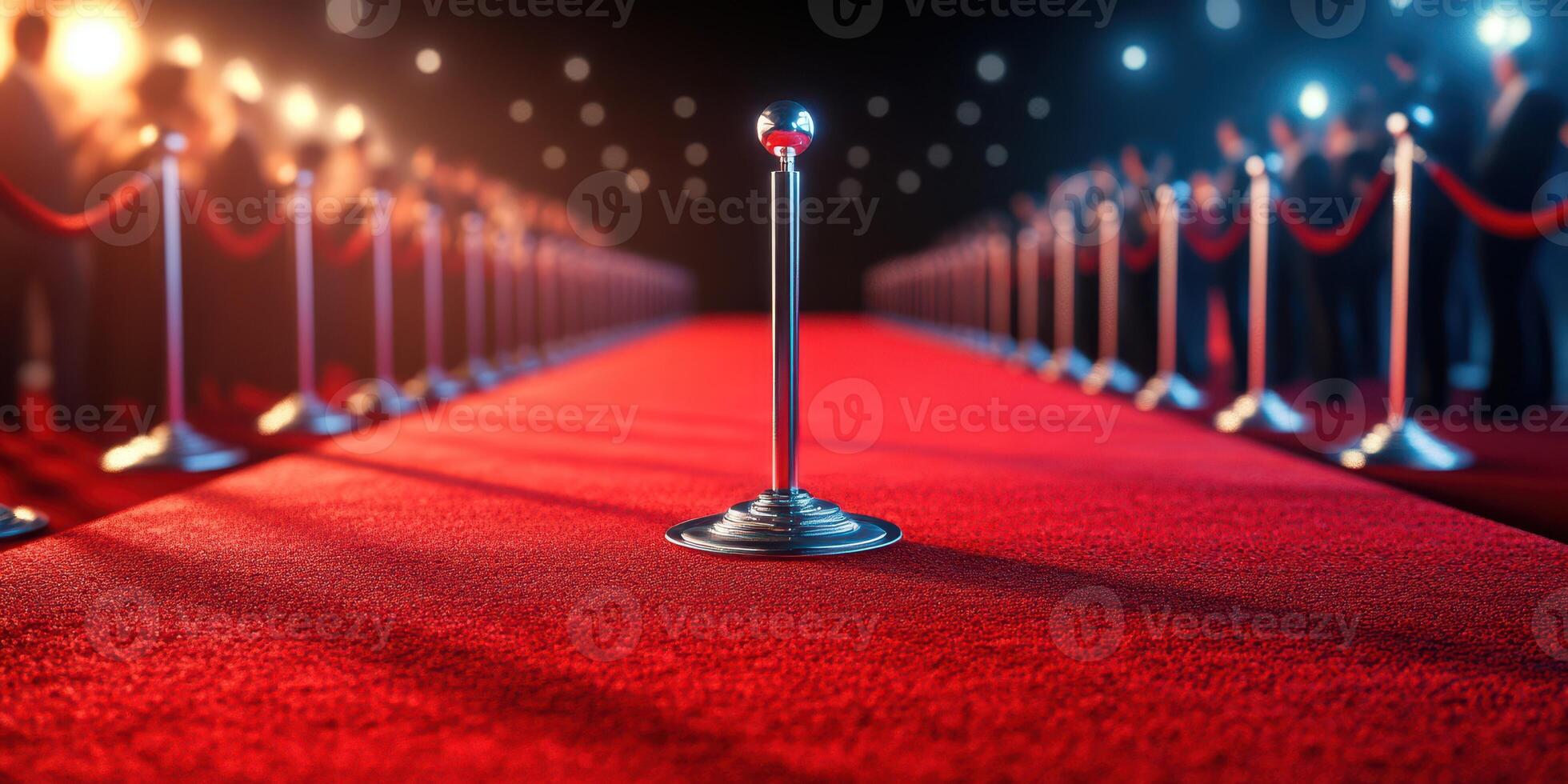 Red carpet event with bright lights and eager attendees welcoming celebrities at an exclusive gathering photo