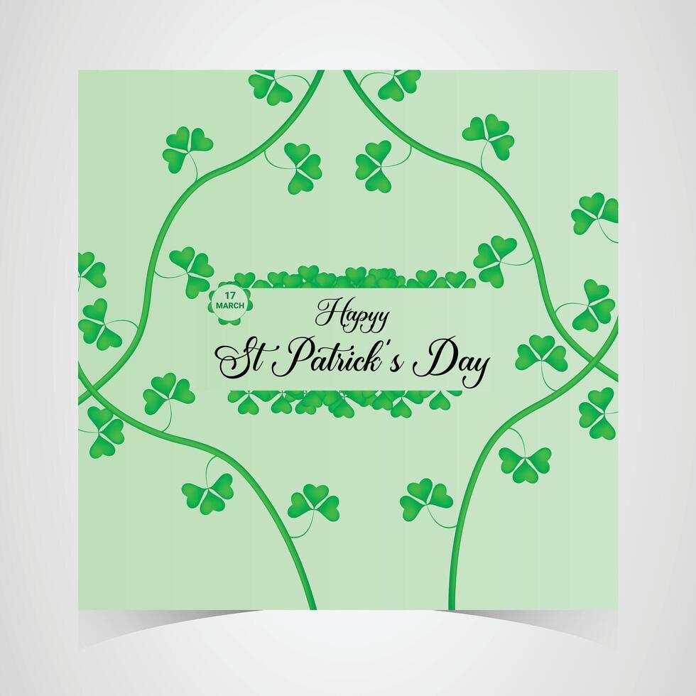 st. patrick's day decorative background with shamrock vines, elegant festive design, light green theme, irish tradition and lucky clovers vector