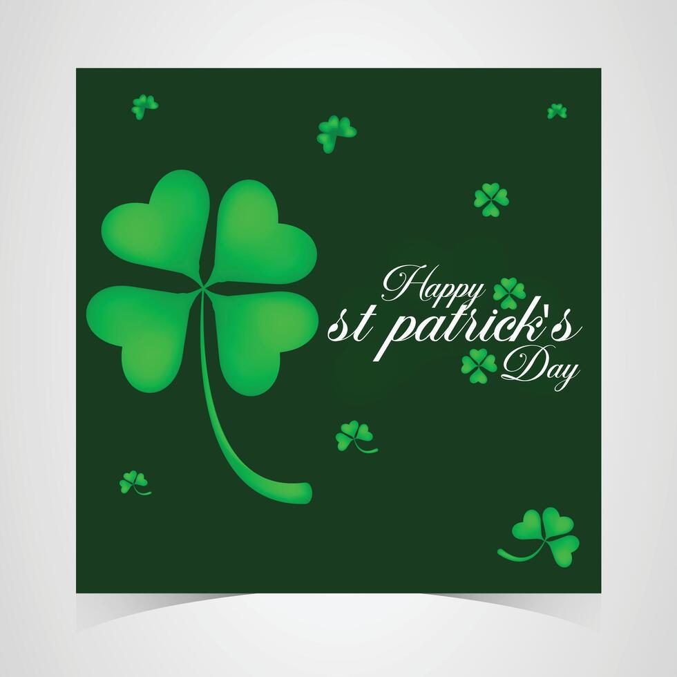 modern st patrick's day background with big green clover leaves, elegant typography, perfect for festive greeting cards, banners, and social media posts vector