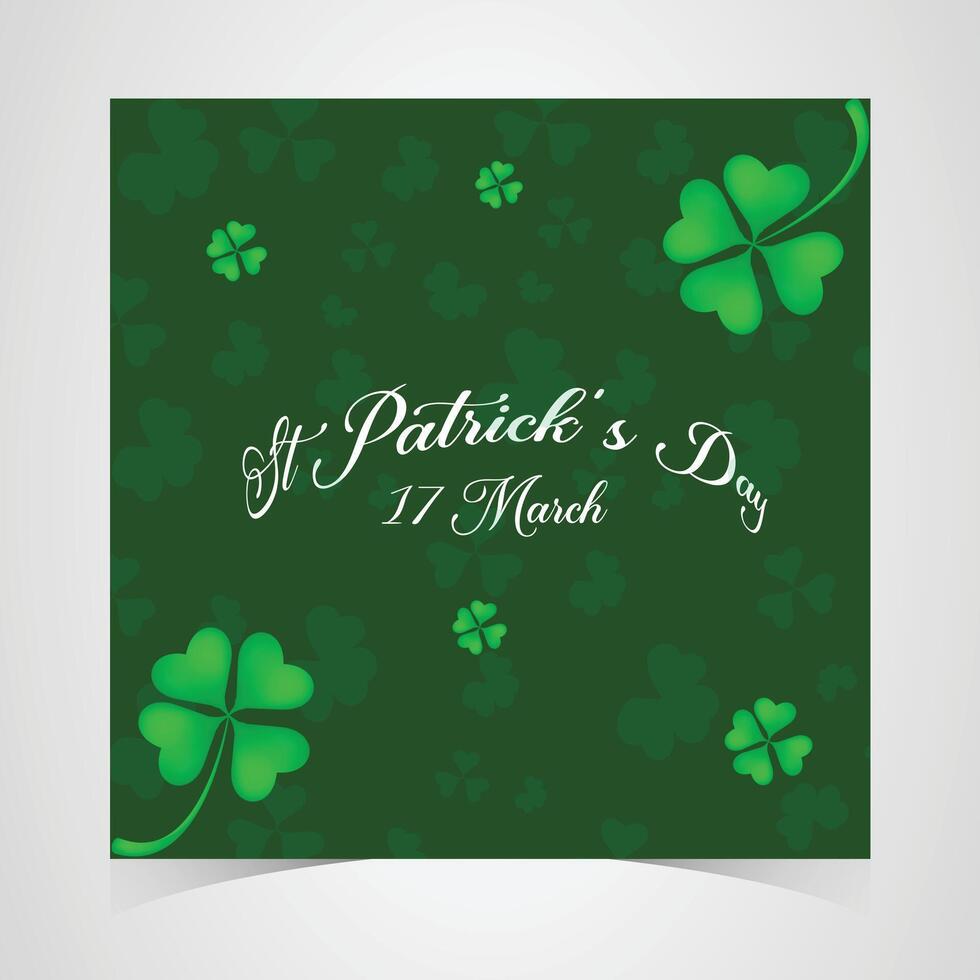 st. patrick's day background with dark green shamrock pattern, glowing clovers, elegant festive theme, irish national holiday celebration vector