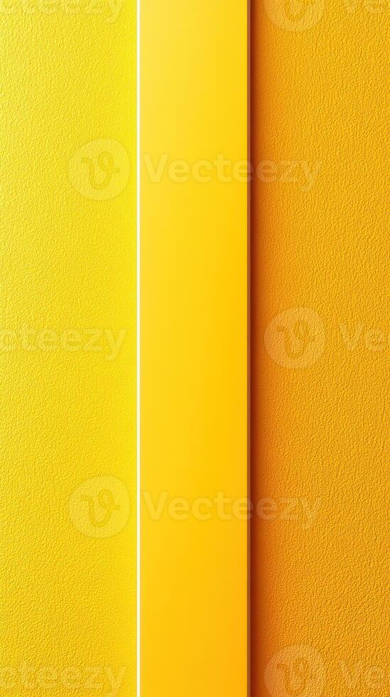Bright yellow textured wall with contrasting smooth vertical stripe in a vibrant interior space during daylight photo