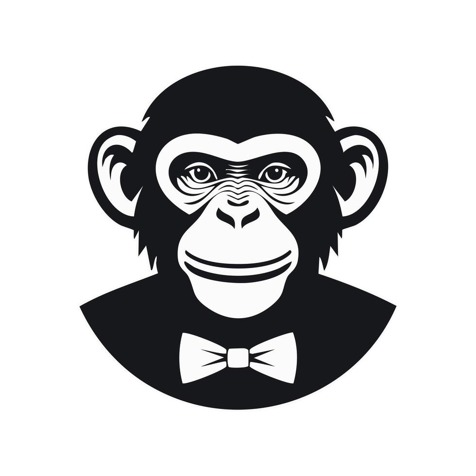 minimalist Chimpanzee with Bow Tie vector