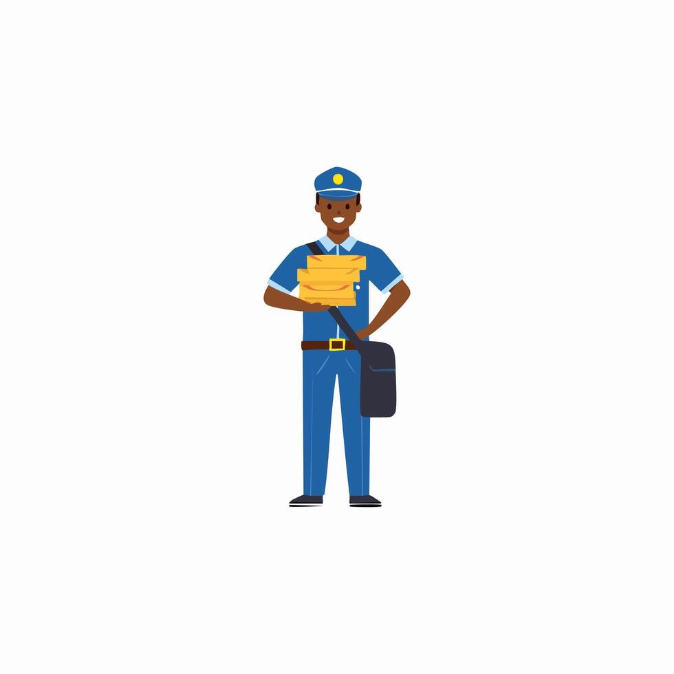 mail carrier holding a stack of letters vector