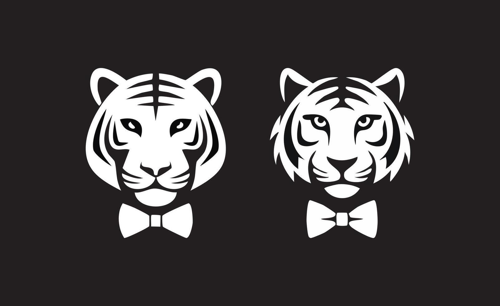 minimalist Tiger with Bow Tie vector
