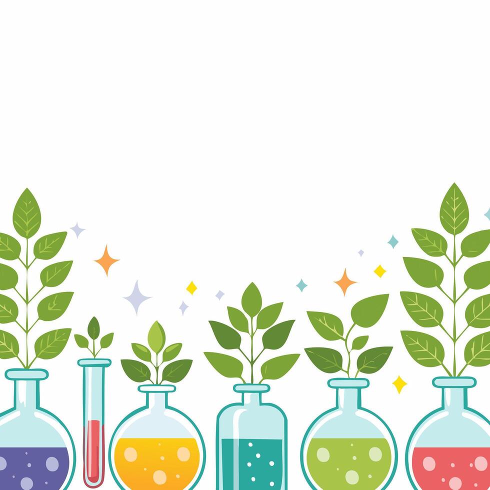 background with Magic potions growing plants vector