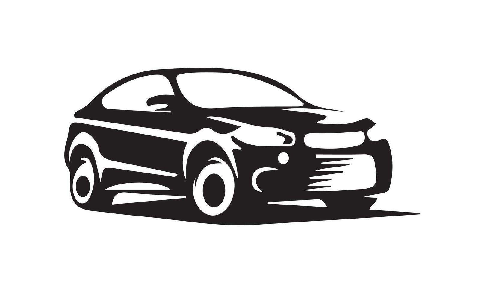 A solid black silhouette of a car, side view.. Eps 10 vector