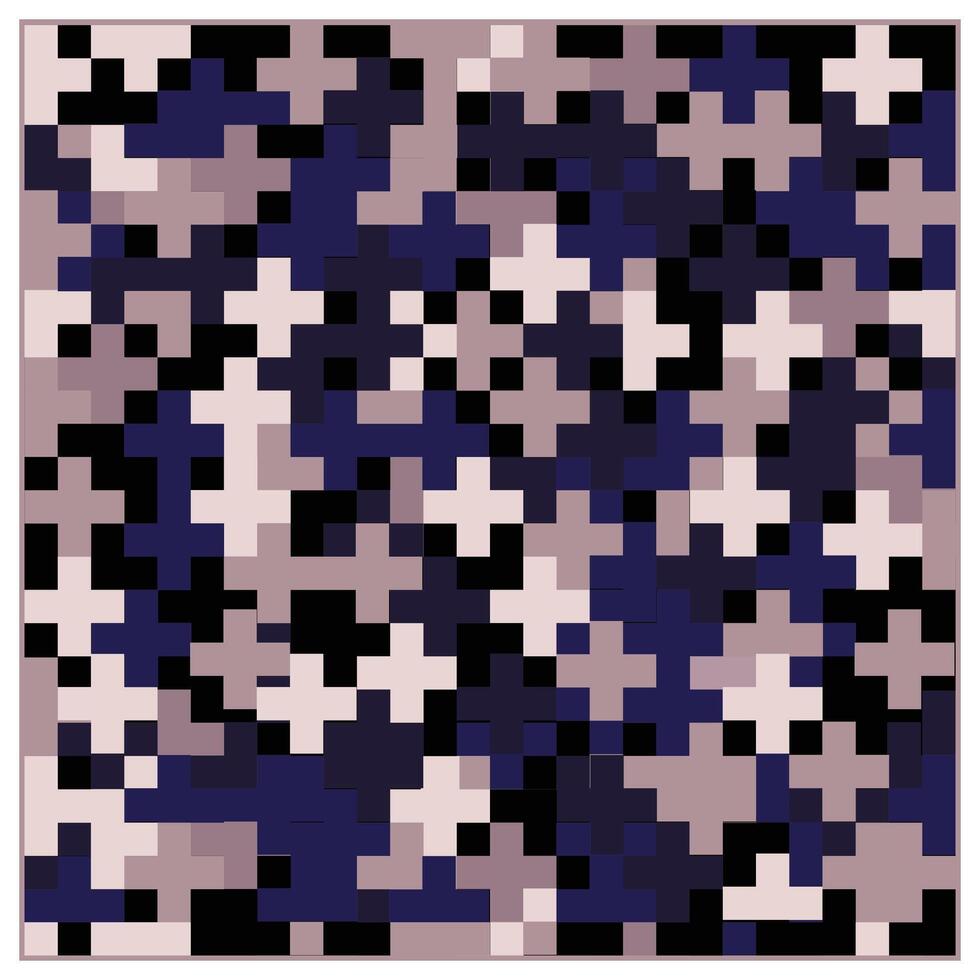 Abstract pixelated design a blend of dark blues, blacks, and soft pinks, creating a striking, textured visual effect. the colors and geometric shapes give the pattern a modern and stylish feel vector
