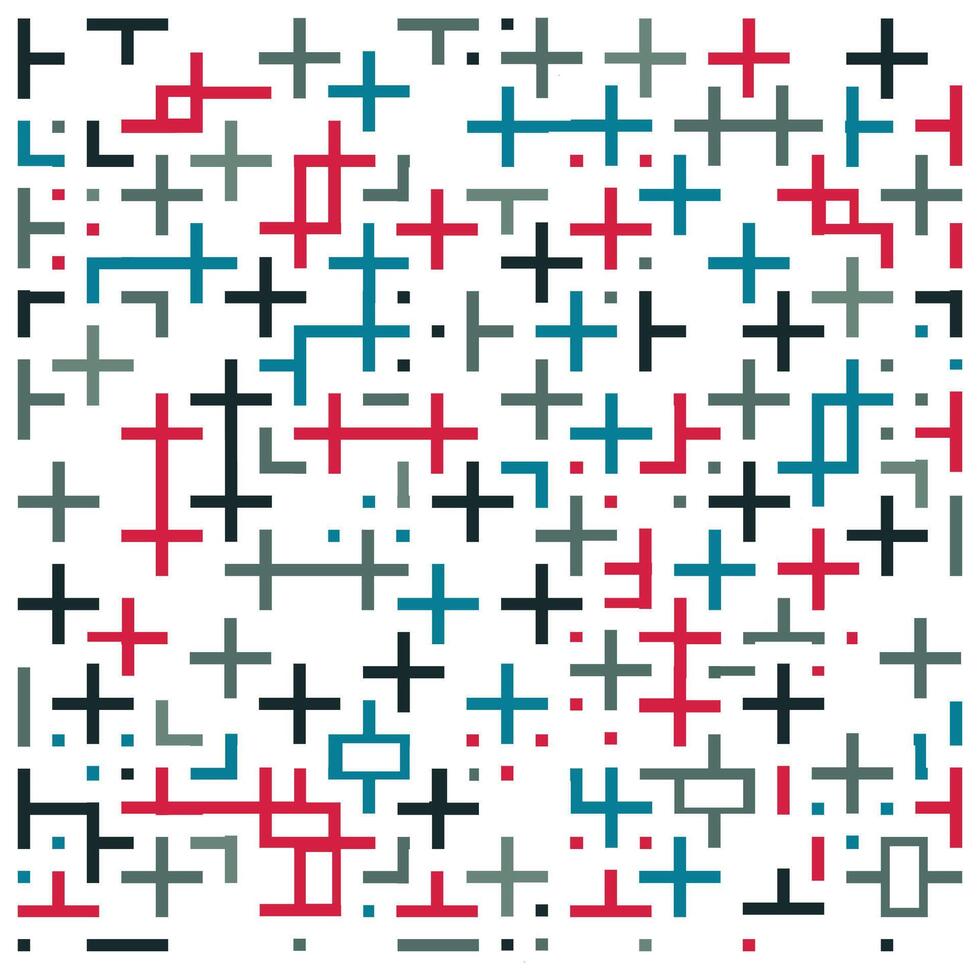 A colorful abstract pattern of intersecting lines and shapes in various colors, bordered by a checkerboard frame, The bold colors and geometric shapes give the pattern a modern and stylish feel. vector